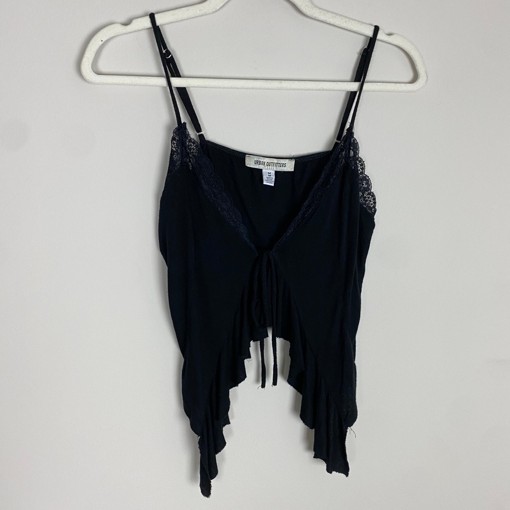 Urban Outfitters Tie Front Ruffle Cami Top Medium Fairy Goth Ethereal Whimsigoth